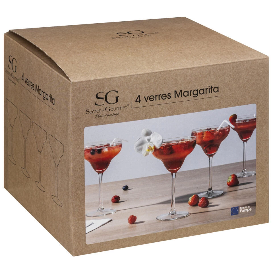 Secret De Gourmet Cocktail/margarita Glazen - 4x Stuks - 300 Ml - Transparant 4 Secret De Gourmet Cocktail/margarita Glazen - 4x Stuks - 300 Ml - Transparant - Afbeelding 2