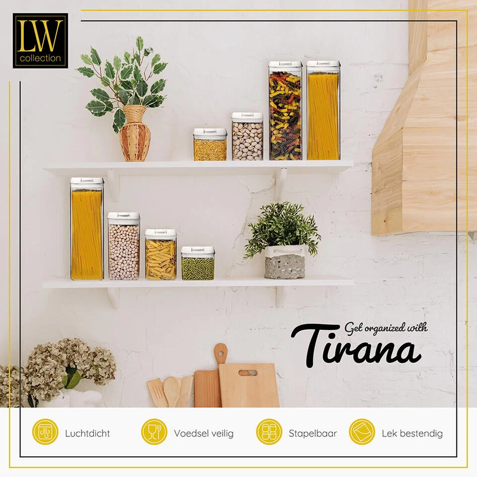 LW Collection Voorraadpotten 14 Stuks Met Stickers Witte Deksel 5 LW Collection Voorraadpotten 14 Stuks Met Stickers Witte Deksel - Afbeelding 3