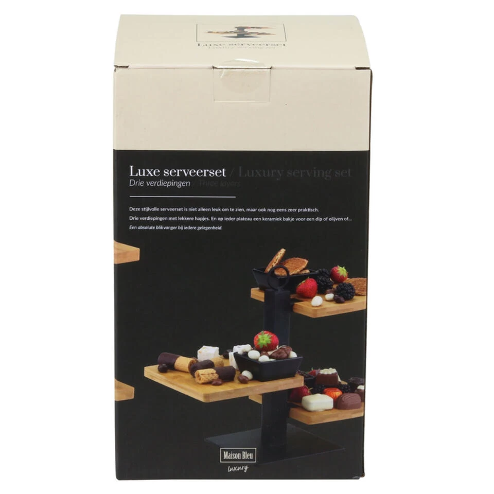 Maison Bleu Etagere Serveerplateau - 3 Laags - Bamboe - 14 X 26 Cm 5 Maison Bleu Etagere Serveerplateau - 3 Laags - Bamboe - 14 X 26 Cm - Afbeelding 3