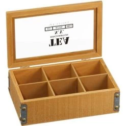 Merkloos Theedoos - 6 Vakjes - Hout - 7 Cm -Beroemde Servies Winkel 1000010931 0101