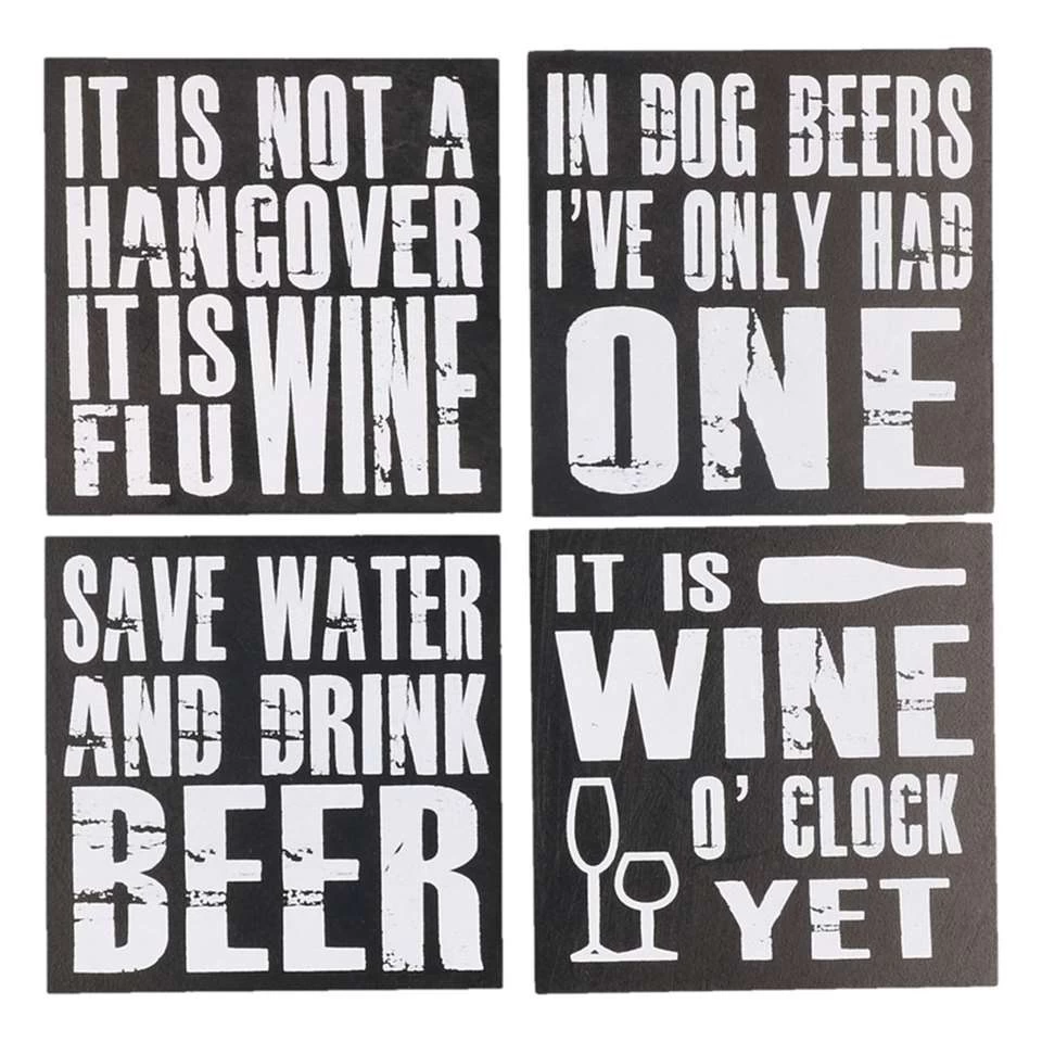 Merkloos Glazenonderzetters - 4 Stuks - In Houder - Zwart 4 Merkloos Glazenonderzetters - 4 Stuks - In Houder - Zwart - Afbeelding 2