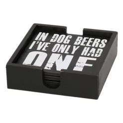 Merkloos Glazenonderzetters - 4 Stuks - In Houder - Zwart