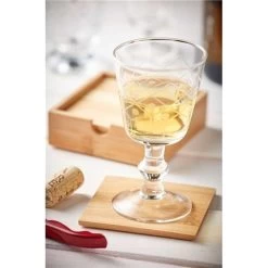 Merkloos 4x Bamboe Houten Glas Onderzetters Vierkant 10 Cm -Beroemde Servies Winkel 1000011008 0102