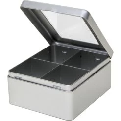 Merkloos Theedoos - Zilverkleurig - 4-vaks - Metaal - 15 Cm 5 Merkloos Theedoos - Zilverkleurig - 4-vaks - Metaal - 15 Cm -Beroemde Servies Winkel 1000012619 0101