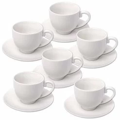 Merkloos Alpina Espresso Koffiekopjes Met Schotel - 6 Stuks - Keramiek - 75 Ml