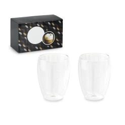 Merkloos Set Van 2x Dubbelwandige Thee/koffieglazen 350 Ml Transparant -Beroemde Servies Winkel 1000012660 0101