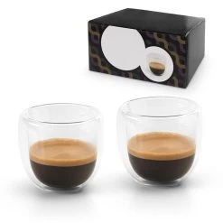 Merkloos Set Van 2x Dubbelwandige Koffie/espresso Glazen 70 Ml - Transparant -Beroemde Servies Winkel 1000012665 0101