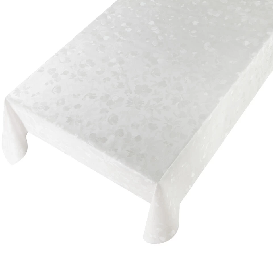 Bellatio Design Tafelzeil - Wit - Bloemen Print - 140 X 245 Cm 3 Bellatio Design Tafelzeil - Wit - Bloemen Print - 140 X 245 Cm