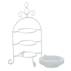Etagere - 3-laags - Wit - Metaal En Glas - 30 X 32 Cm -Beroemde Servies Winkel 1000014455 0102