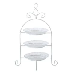 Etagere - 3-laags - Wit - Metaal En Glas - 30 X 32 Cm