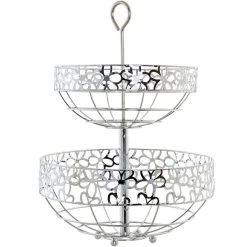 Items Fruitschaal - Etagere - 2-laags - Zilverkleurig - 39 Cm