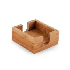 Merkloos Bellatio Design Glazenonderzetters - 4 Stuks - Bamboe - Met Houder -Beroemde Servies Winkel 1000017419 0102