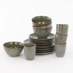 Mica Decorations Tabo Serviesset 4 Persoons Keramiek Groen -Beroemde Servies Winkel 1000019288 0101