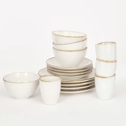 Mica Decorations Tabo Serviesset 4 Persoons Keramiek Wit -Beroemde Servies Winkel 1000019289 0101