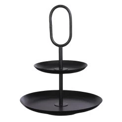 Mica Decorations Rama Etagère 2-Laags H36 X Ø28 Cm Metaal Zwart