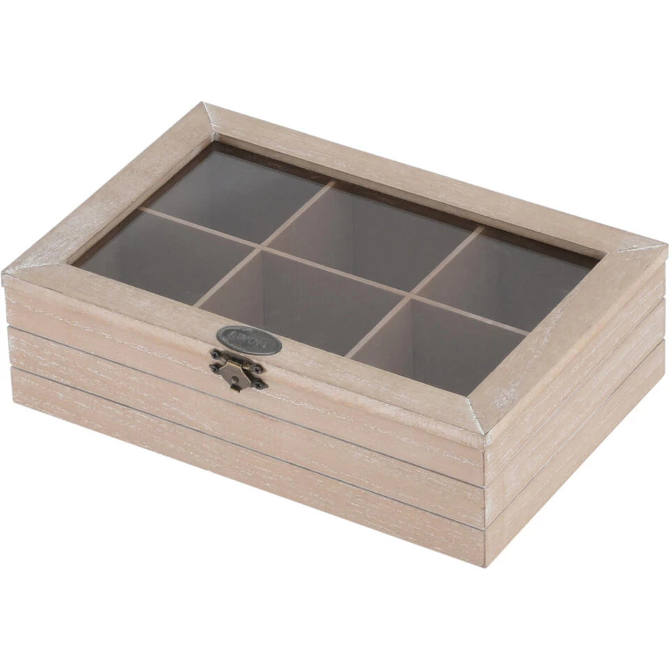 Excellent Houseware Theedoos - 6-vaks - Hout - 24 X 16 X 7 Cm 3 Excellent Houseware Theedoos - 6-vaks - Hout - 24 X 16 X 7 Cm