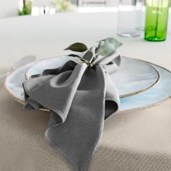 Mistral Home - Set Van 4 Servetten - 43x43 Cm - Donkergrijs -Beroemde Servies Winkel 1000020777 0101