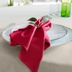 Mistral Home - Set Van 4 Servetten - 43x43 Cm - Rood -Beroemde Servies Winkel 1000020778 0101