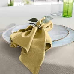 Mistral Home - Set Van 4 Servetten - 43x43 Cm - Mosterdgeel -Beroemde Servies Winkel 1000020781 0101