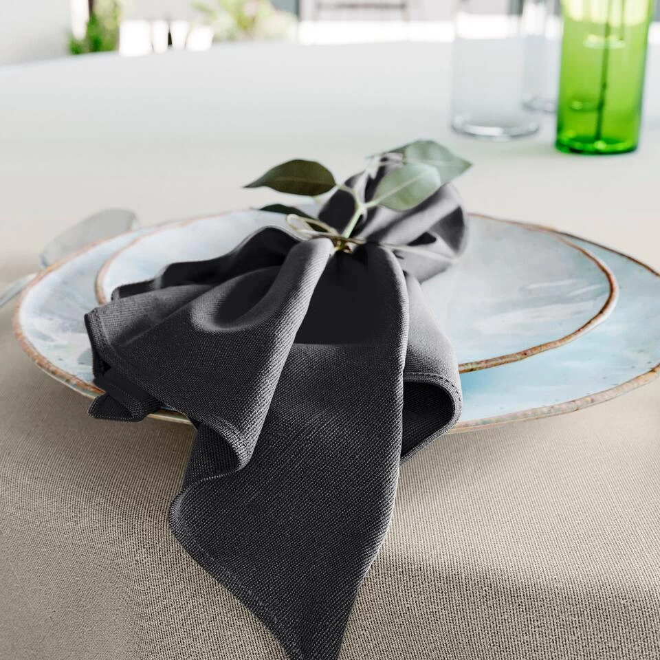 Mistral Home - Set Van 4 Servetten - 43x43 Cm - Zwart 4 Mistral Home - Set Van 4 Servetten - 43x43 Cm - Zwart - Afbeelding 2