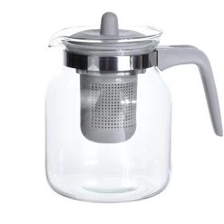 Merkloos Theepot - Met Filter - Grijs - Glas - 1500 Ml