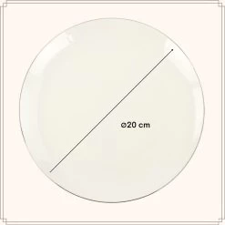 OTIX Ontbijtborden Borden Set Van 6 Stuks 20cm Wit Met Gouden Rand Porselein -Beroemde Servies Winkel 1000033082 0110