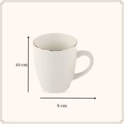 OTIX Mokken Set Wit Met Goud 200ml Porselein 6 Stuks DAISY -Beroemde Servies Winkel 1000033122 0111