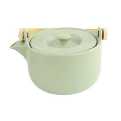 Orange85 Theepot Mint 50cl Met 2 Kopjes Aardewerk Bamboe -Beroemde Servies Winkel 1000033128 0110