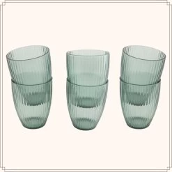 OTIX Waterglazen 6 Stuks Plastic Blauw Ribbel -Beroemde Servies Winkel 1000033157 0110