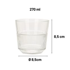 Orange85 Waterglazen 270 Ml Set Van 4 Transparant Glas Stapelbaar -Beroemde Servies Winkel 1000033165 0110