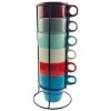 OTIX Koffiekopjes Met Houder Set Van 6 Gekleurd 300 Ml Keramiek -Beroemde Servies Winkel 1000033183