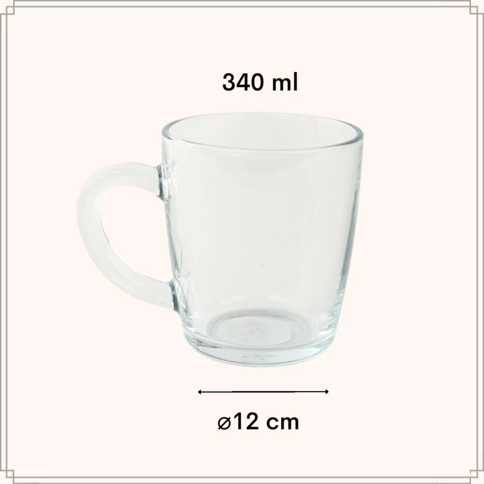 OTIX Theeglazen Met Oor Koffiemok 340ml Glas Hittebestendig Koffiemok 5 OTIX Theeglazen Met Oor Koffiemok 340ml Glas Hittebestendig Koffiemok - Afbeelding 3