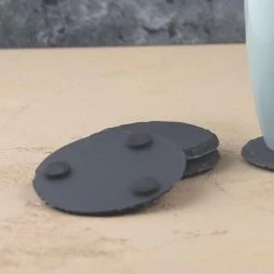 Orange85 Zwarte Onderzetters Voor Glazen 4 Stuks Leisteen Rond -Beroemde Servies Winkel 1000033223 0110