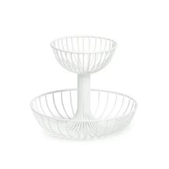 Zeller Fruitschaal - Metaal - 2-laags - Wit - 29 Cm
