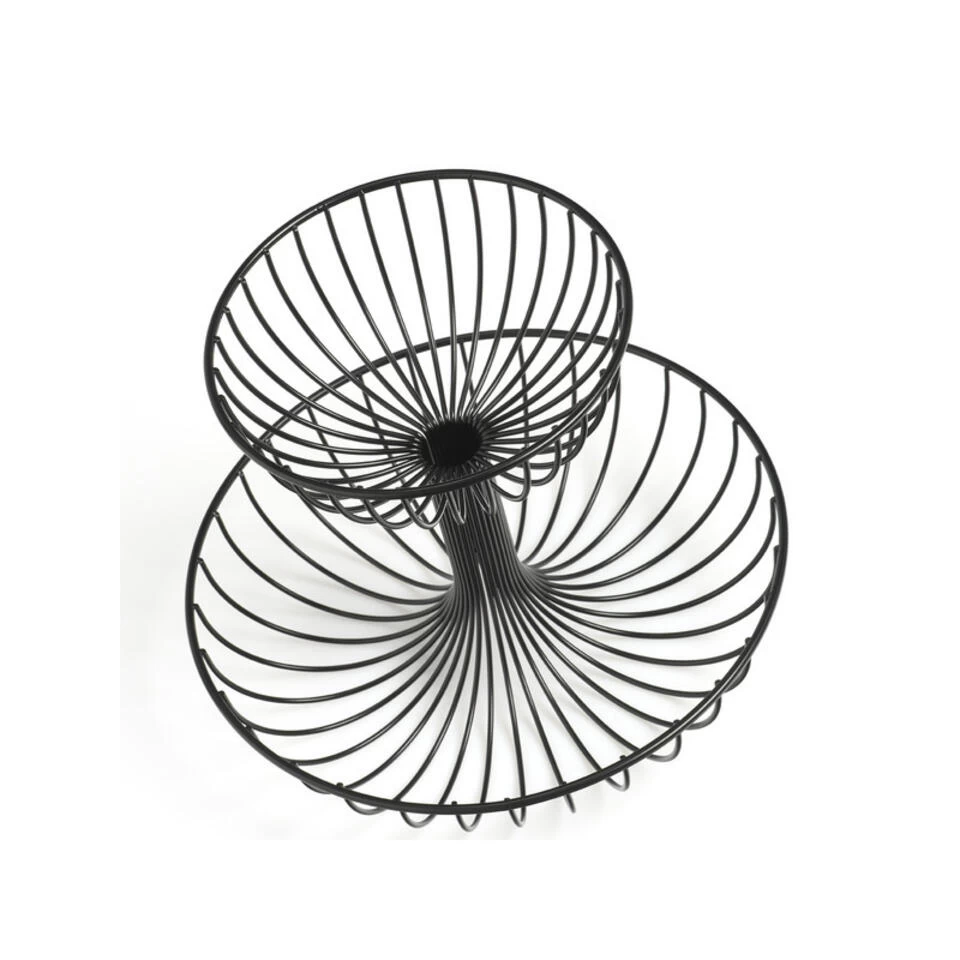 Zeller Fruitschaal - Metaal - 2-laags - Zwart - 32 Cm 4 Zeller Fruitschaal - Metaal - 2-laags - Zwart - 32 Cm - Afbeelding 2