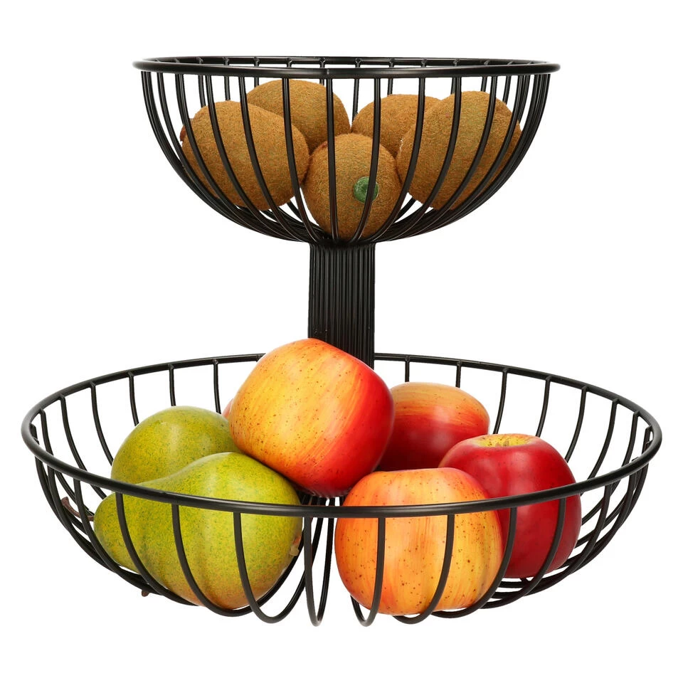 Zeller Fruitschaal - Metaal - 2-laags - Zwart - 32 Cm 5 Zeller Fruitschaal - Metaal - 2-laags - Zwart - 32 Cm - Afbeelding 3