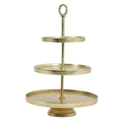 Etagère Lutek - Goud - 3 Laags -Beroemde Servies Winkel 1000038319 0110