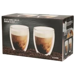Merkloos Koffieglazen - 2 Stuks - Dubbelwandig - Glas - 350 Ml -Beroemde Servies Winkel 1000039440 0101