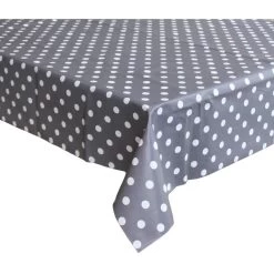 Tafelzeil/tafelkleed Grijs Met Witte Stippen 140 X 250 Cm