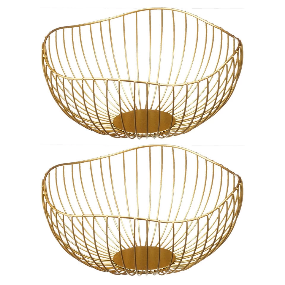 Cepewa Fruitmand - Goud - Metaal - Rond - 25 X 12 Cm 4 Cepewa Fruitmand - Goud - Metaal - Rond - 25 X 12 Cm - Afbeelding 2