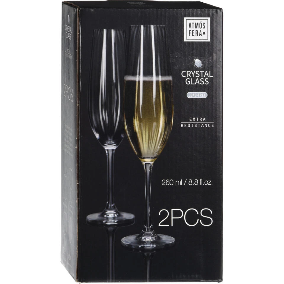 Merkloos Atmos Fera Champagneglazen - 2 Stuks - Kristalglas - 260 Ml 5 Merkloos Atmos Fera Champagneglazen - 2 Stuks - Kristalglas - 260 Ml - Afbeelding 3