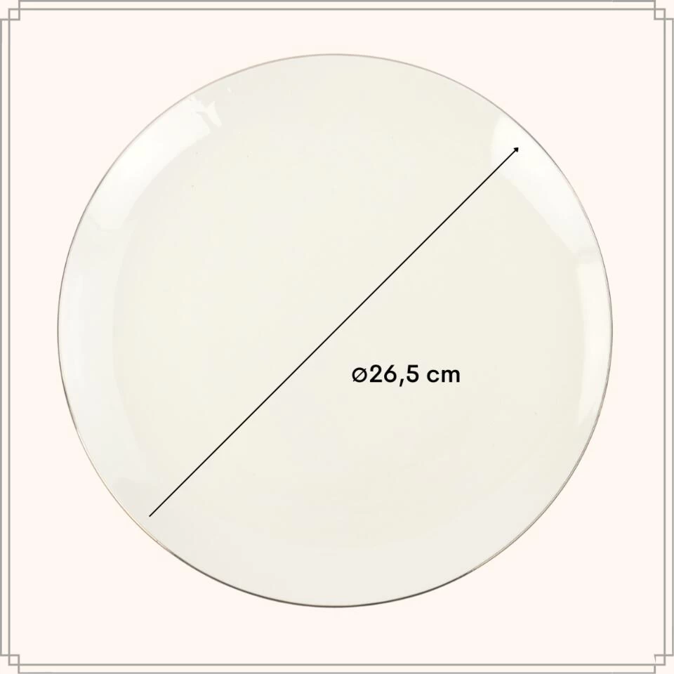 OTIX Dinerborden 6 Stuks Van Porselein 26,5 Cm Borden Wit Met Goud 6 OTIX Dinerborden 6 Stuks Van Porselein 26,5 Cm Borden Wit Met Goud - Afbeelding 4