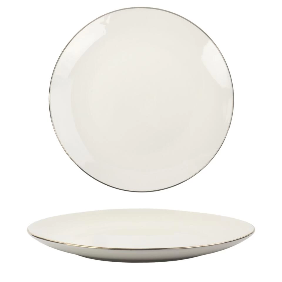 OTIX Dinerborden 6 Stuks Van Porselein 26,5 Cm Borden Wit Met Goud 3 OTIX Dinerborden 6 Stuks Van Porselein 26,5 Cm Borden Wit Met Goud