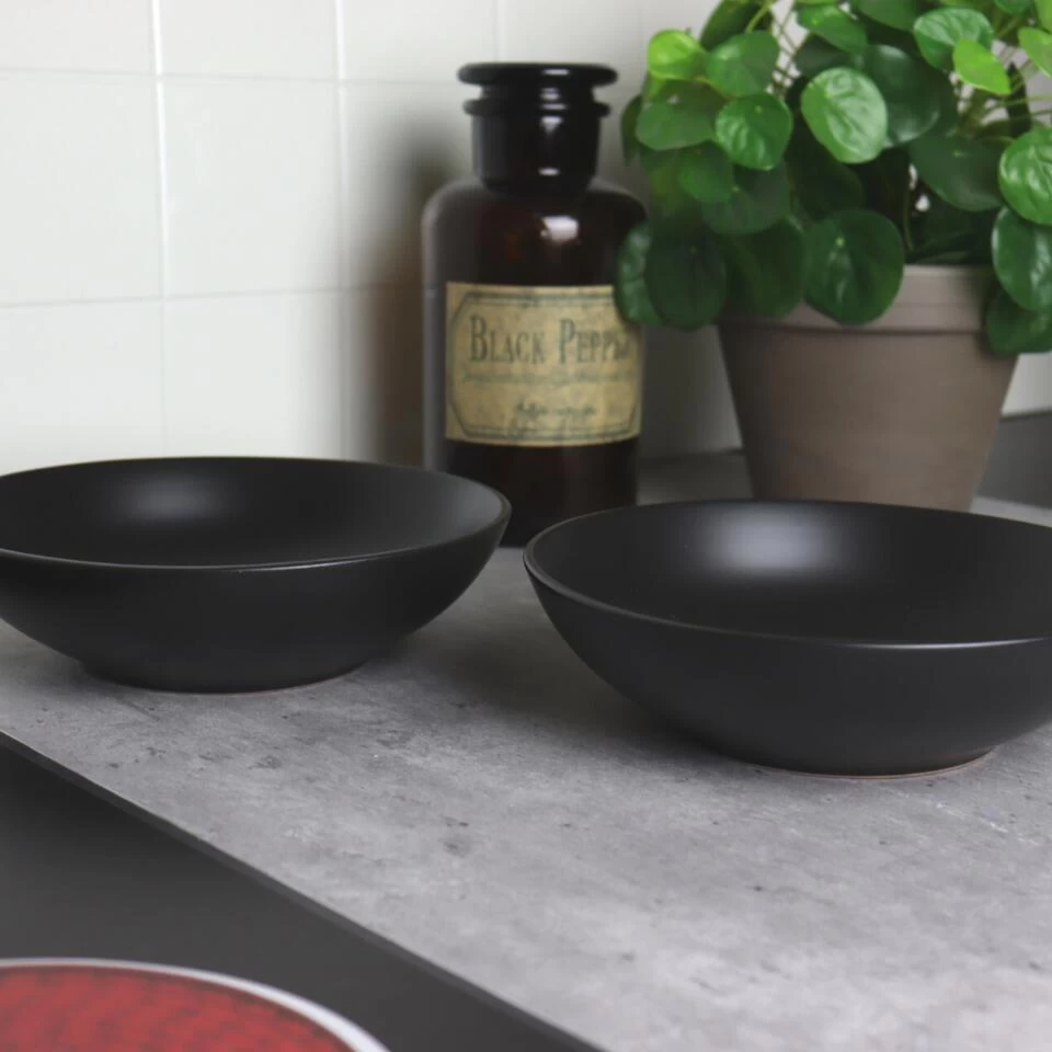 Orange85 Bord 6 Stuks Diep - Soepborden - Zwart Mat Diameter 20,5cm Aardewerk 5 Orange85 Bord 6 Stuks Diep - Soepborden - Zwart Mat Diameter 20,5cm Aardewerk - Afbeelding 3