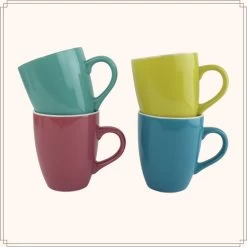 OTIX Koffiemok Theemok Set Van 4 Verschillende Kleuren 340ml Aardewerk -Beroemde Servies Winkel 1000049566 0111