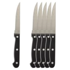 OTIX Steakmessen Set Van 6 Stuks Zwart Vaatwasserbestendig 21x2x1,5cm