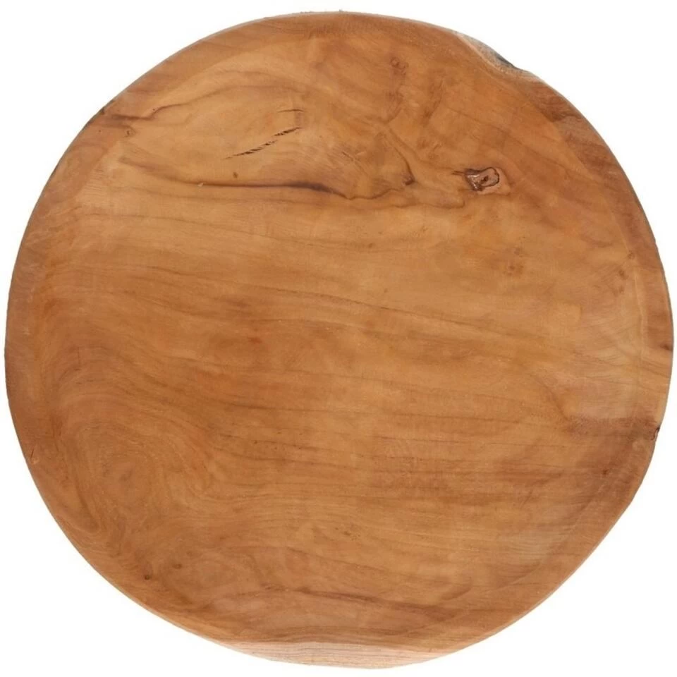 Merkloos Serveerplank - Bruin - Teak Hout - Rond - D38 X H3 Cm 4 Merkloos Serveerplank - Bruin - Teak Hout - Rond - D38 X H3 Cm - Afbeelding 2