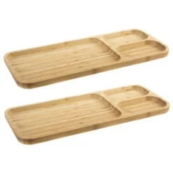 Serveerplank - Bruin - 3-vaks - Bamboe - 39 X 16 X 2 Cm -Beroemde Servies Winkel 1000054710 0102