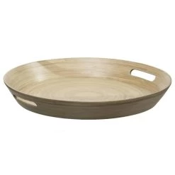 5Five Dienblad/serveerblad - Bamboe Bruin - Met Handvaten - D42 Cm