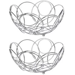 Merkloos Trendoz Fruitschaal - Rond - Zilverkleurig - Metaal - 26 Cm -Beroemde Servies Winkel 1000059869 0101